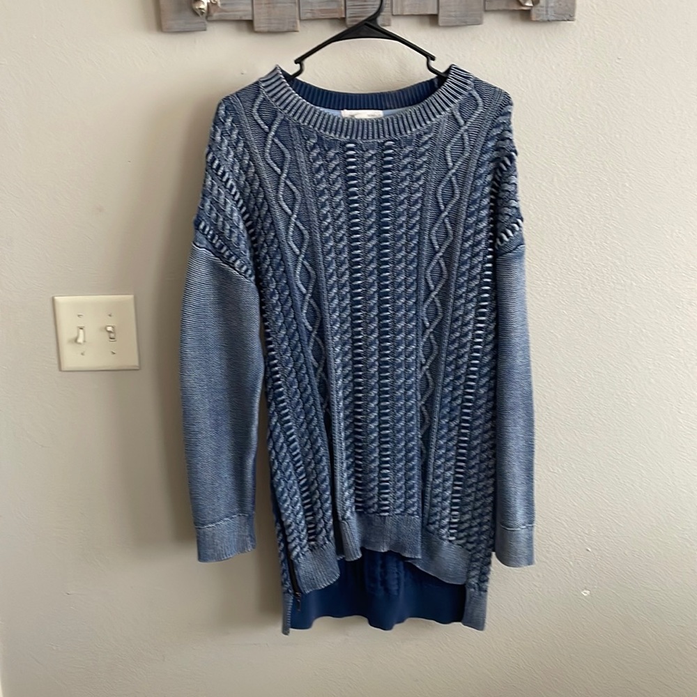 Faded denim looking sweater! Super warm and comfy!